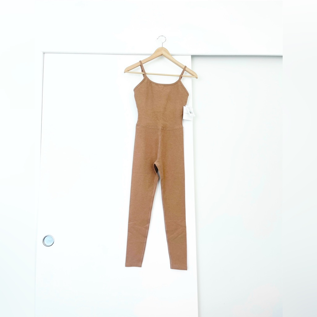 Nwt Beyond Yoga Uplevel Midi Spacedye Jumpsuit One Piece Size Xs Toffee